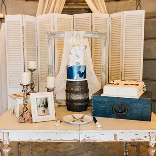 They provided both cake stands, frame, candlesticks