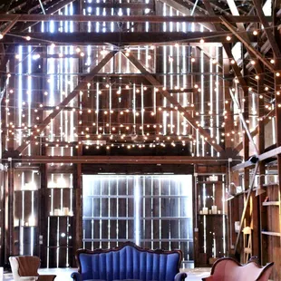 Vintage lounge area in the barn
