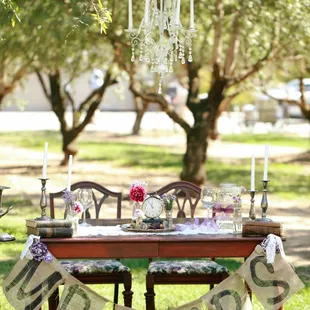 A sweetheart of a table for the Mr. &amp; Mrs.