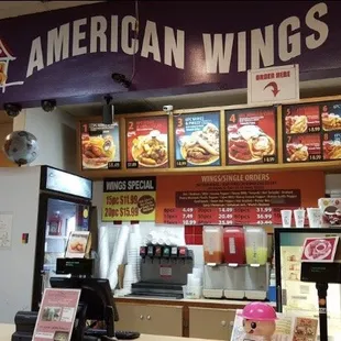 the inside of a fast food restaurant