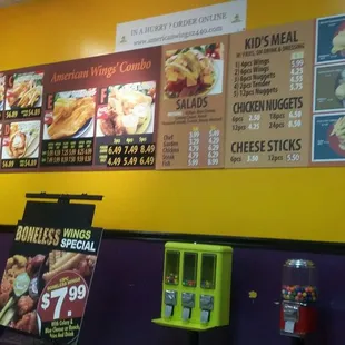 menus on the wall of a restaurant