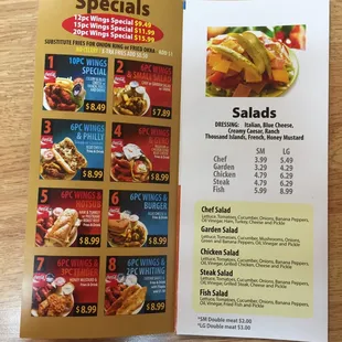 Specials and salads