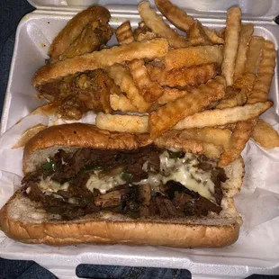 Philly combo with wings  the bread is stale good bye