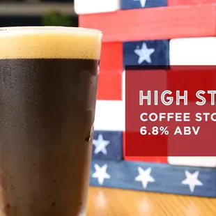 a tall glass of coffee stout