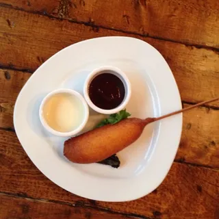 CHICKEN ANDOUILLE SAUSAGE CORNDOGS