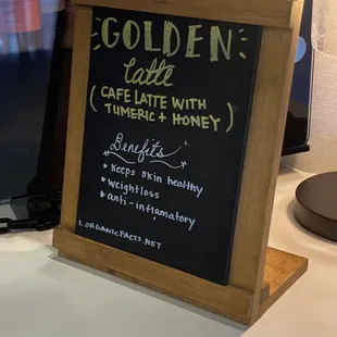 Golden latte also has espresso
