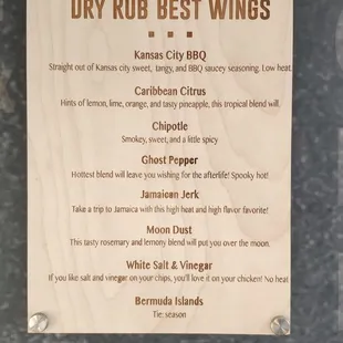 dry rub best wings menu