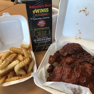 Wings, Catfish, Fries, Desserts