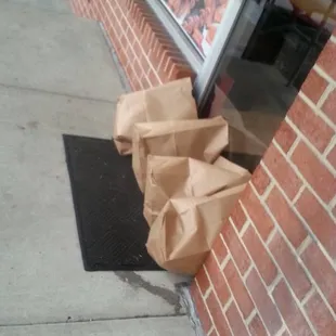 This is there every morning. I believe the customer who reviewed she saw the health dept. there and laying rat traps.