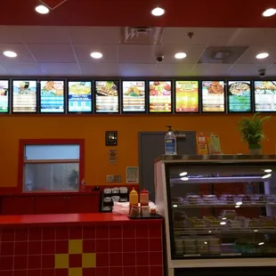 the inside of a fast food restaurant
