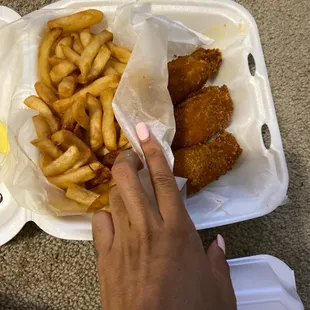 Chi 4 Chicken Tenders with fries