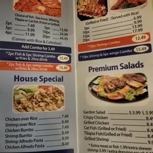 a menu for a restaurant