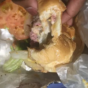 Uncooked burger!