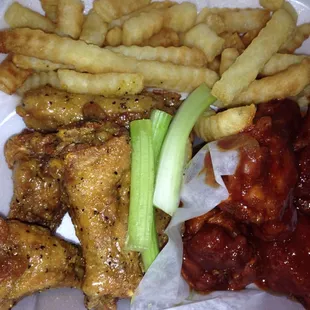 When your lemon pepper wings are popping!  Nuclear Hot BBQ  10-on  wing combo with fries and drinks