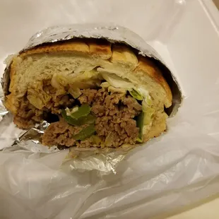 The Philly Steak and Cheese with Green peppers, onions,  provolone cheese, &amp; lettuce. I will definitely be getting this again.  Yummy..