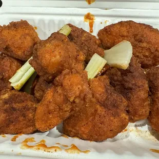fried chicken in a styrofoam container