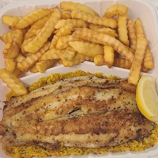 5&apos;25&apos;2022 (2) Piece Griled Catfish and Fries.