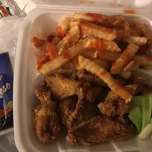 Lemon pepper wings and fries