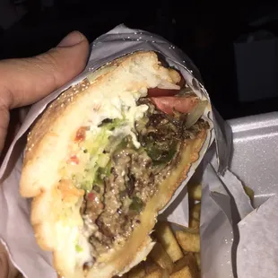 Close up of the cheesesteak