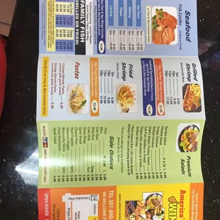 Menu from Americas Best wings