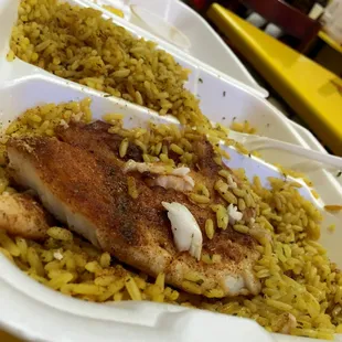Tilapia w/ Cajun Rice (Sorry, already began eating before I took the pic...)