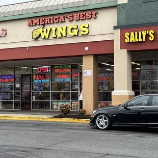 a car parked in front of a store