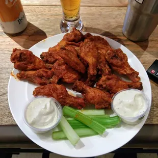 Half Buffalo Hot and half Hot Lemon Pepper.  Both sauces are awesome!  Great wings!