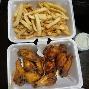 Wings and large fries