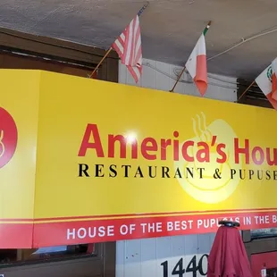 The Awesome sign..the BEST PUPUSAS HERE @ America's House in San Mateo!!