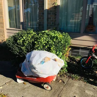 trash outside the hotel door