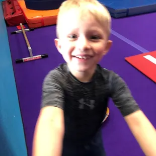 Liam loves gymnastics