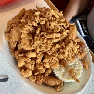 3 combo- clam strips, shrimp and scallops