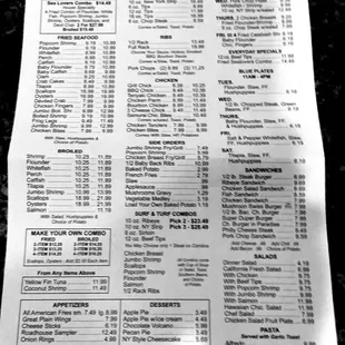 Menu as of 1/20/2020