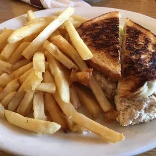 Tuna melt with fries