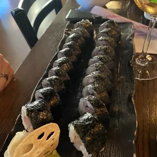 The largest and biggest portions of hamachi maki ever. VERY tasty (2 orders).