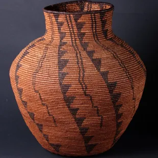 Apache (possibly Chiricahua) basket found in a cave in traditional Chiricahua territory in 1910. Made prior to 1886. Photo by Joe Kozlowski.