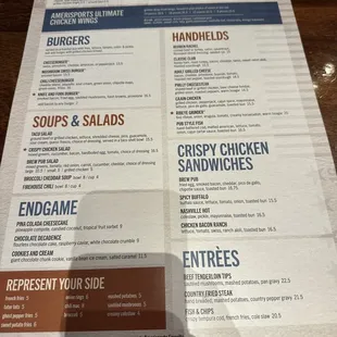 a menu for a restaurant