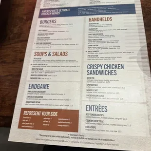 a menu for a restaurant