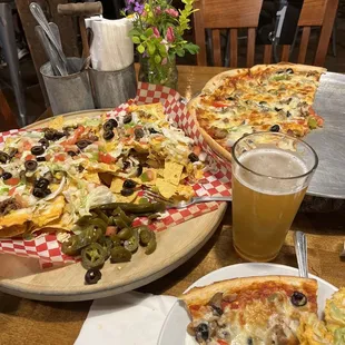 Nachos on the left in the photo. Pizza top right.