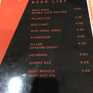 Beer list