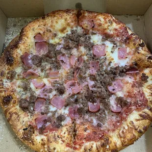 Personal pizza with ham and beef...it was good