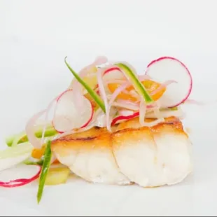 Pan Seared Cod w/ Radish Jalapeno Slaw