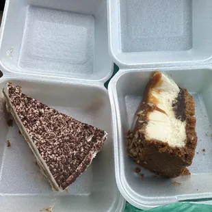 a slice of cake and a piece of cake