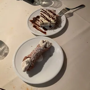 Awesome desserts.  Cannoli and Tiramisu