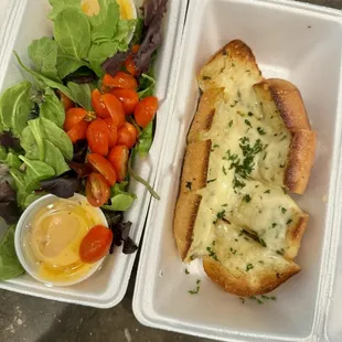 House salad (with tomatoes only) and cheese bread