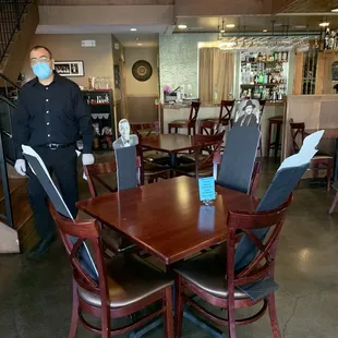 Creative social distancing standees.