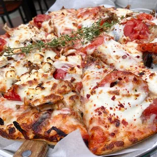 Roasted Red Pepper Pizza and Roasted Eggplant Pizza