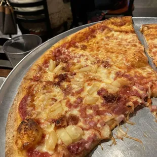 Half cheese and half Hawaiian