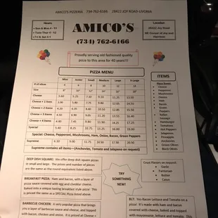 New menu