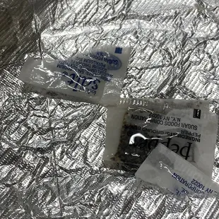 Greasy foil with salt and paper soak of grease.